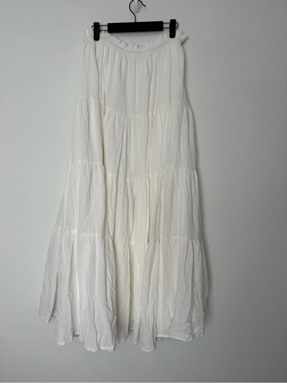 MORE TO COME Mora Maxi Skirt Set White Crop Top Tiered Size S Resort